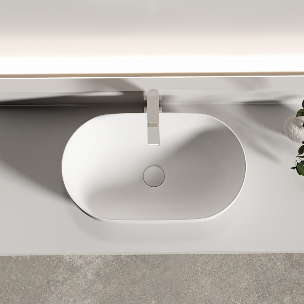 Раковина CERAMICANOVA Twist накладная овальной формы 500x300x140 белый матовый CN12001MW