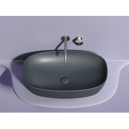 Умывальник чаша накладная овальная (цвет Темный Антрацит Матовый) Element 600x380x138мм