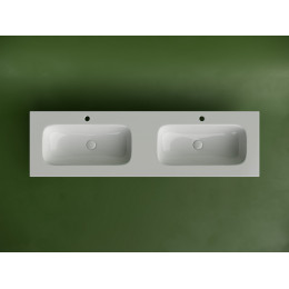 Раковина накладная мебельная CERAMICANOVA Grace прямоугольная 1610x457x137 с двумя чашами и отверстиями под смеситель цвет белый CN7023