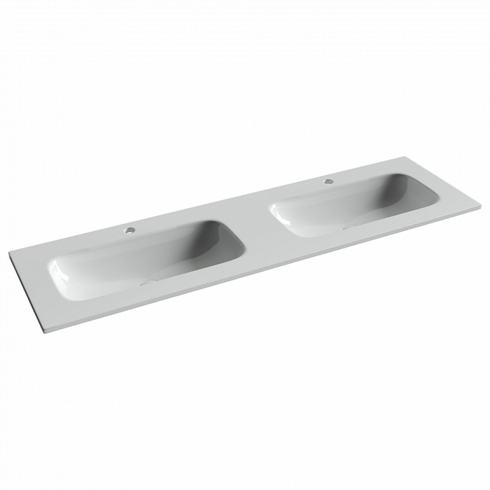 Раковина накладная мебельная CERAMICANOVA Grace прямоугольная 1610x457x137 с двумя чашами и отверстиями под смеситель цвет белый CN7023
