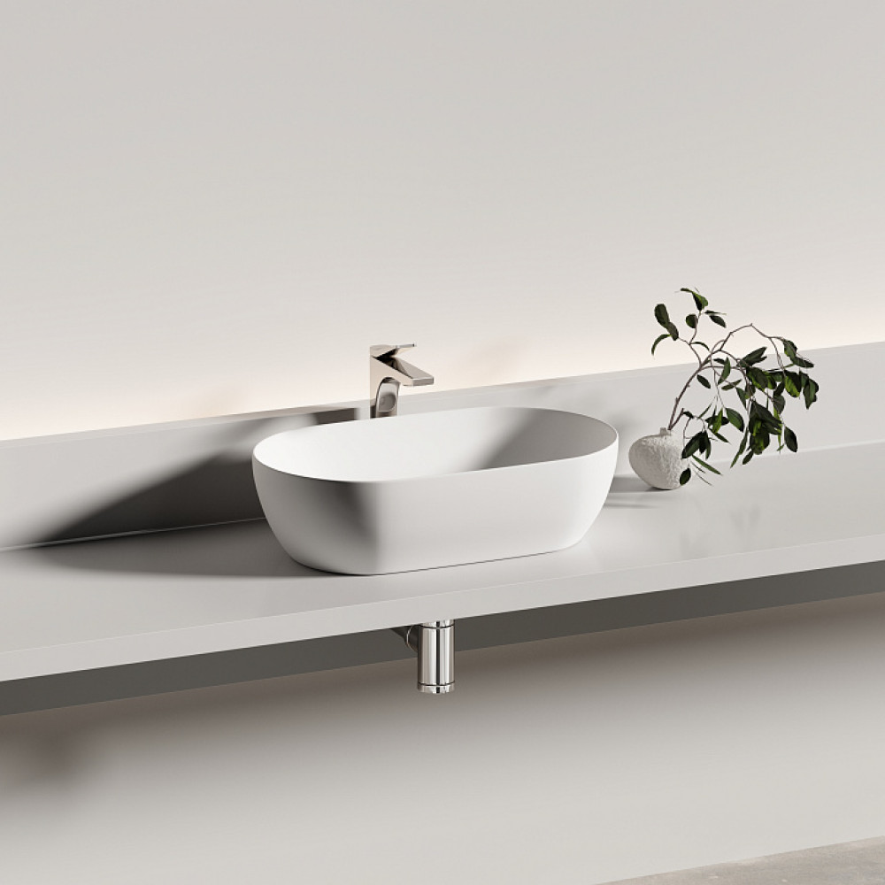 Раковина CERAMICANOVA Twist накладная овальной формы 500x300x140 белый матовый CN12001MW