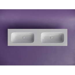 Раковина накладная мебельная CERAMICANOVA Grace прямоугольная 1610x457x137 с двумя чашами без отверстий под смеситель цвет белый CN7023wx