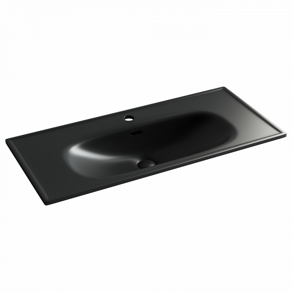 Раковина накладная CERAMICANOVA Sabo с отверстием под смеситель 1000x460x130 черный матовый