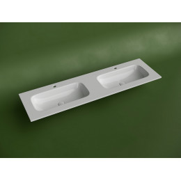 Раковина накладная мебельная CERAMICANOVA Grace прямоугольная 1610x457x137 с двумя чашами и отверстиями под смеситель цвет белый CN7023
