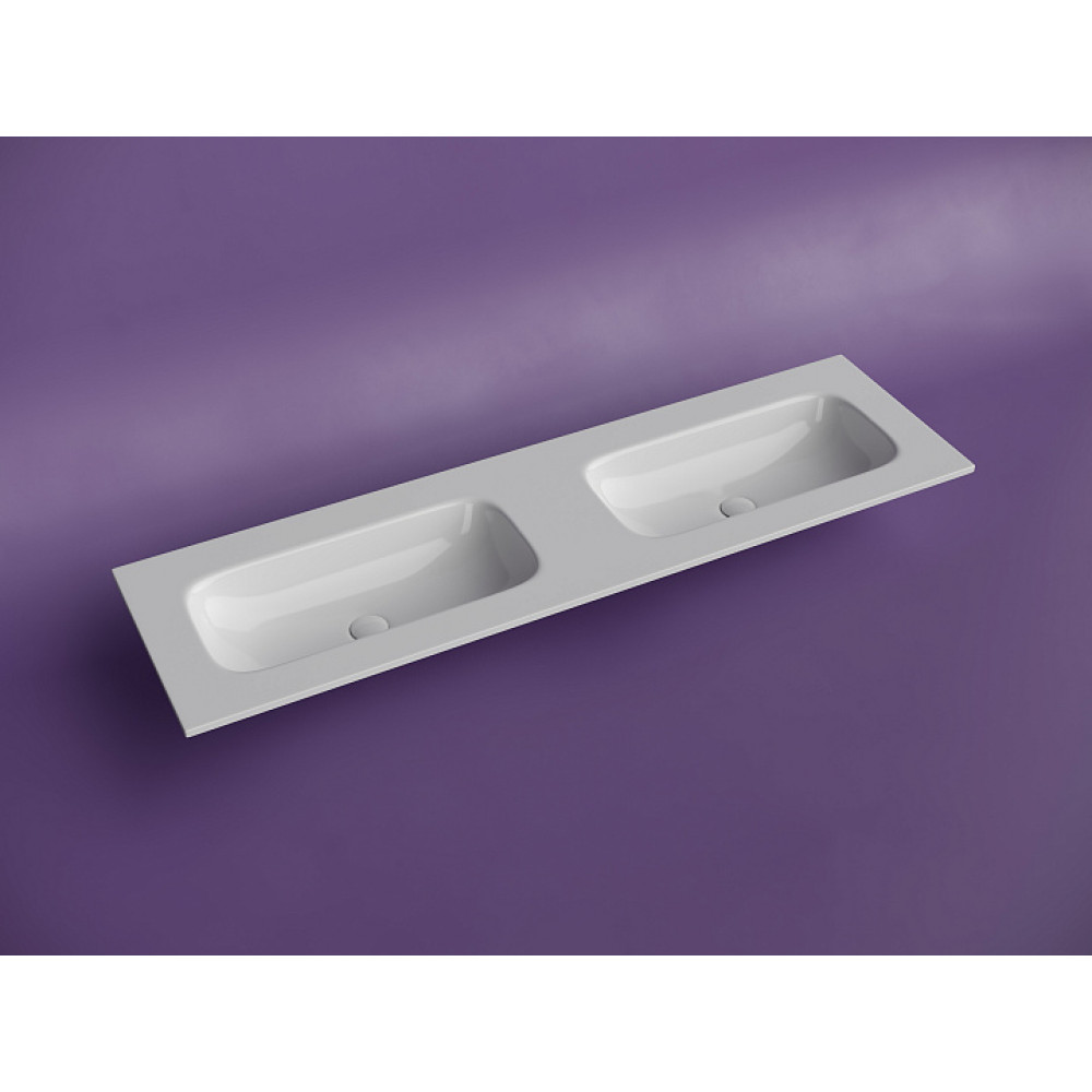 Раковина накладная мебельная CERAMICANOVA Grace прямоугольная 1610x457x137 с двумя чашами без отверстий под смеситель цвет белый CN7023wx