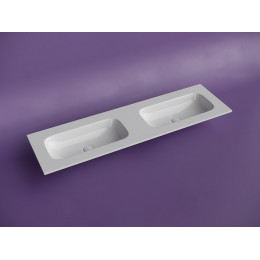 Раковина накладная мебельная CERAMICANOVA Grace прямоугольная 1610x457x137 с двумя чашами без отверстий под смеситель цвет белый CN7023wx