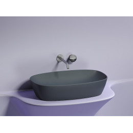 Умывальник чаша накладная овальная (цвет Темный Антрацит Матовый) Element 600x380x138мм