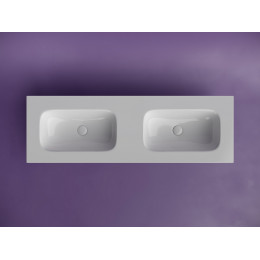 Раковина накладная мебельная CERAMICANOVA Grace прямоугольная 1410x457x137 с двумя чашами без отверстий под смеситель цвет белый CN7022wx