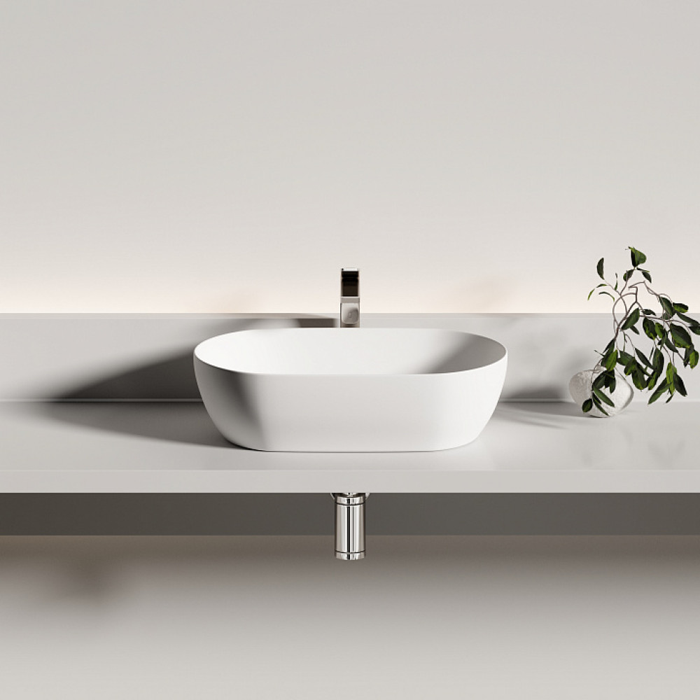 Раковина CERAMICANOVA Twist накладная овальной формы 500x300x140 белый матовый CN12001MW