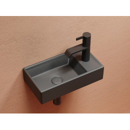 Умывальник подвесной прямоугольный (чаша слева, отверстие под смеситель справа) цвет темный антрацит матовый Element 407x217x100