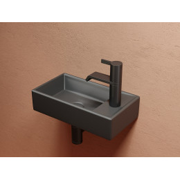 Умывальник подвесной прямоугольный (чаша слева, отверстие под смеситель справа) цвет темный антрацит матовый Element 407x217x100