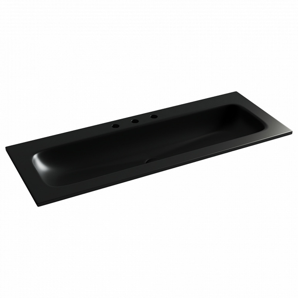 Раковина накладная мебельная CERAMICANOVA Grace прямоугольная 1210x457x137 с тремя отверстиями под смеситель цвет черный матовый CN7024MB