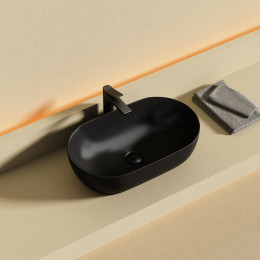 Раковина CERAMICANOVA Twist накладная овальной формы 500x300x140 черный матовый CN12001MB
