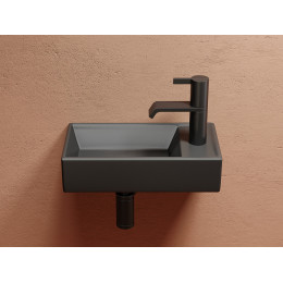 Умывальник подвесной прямоугольный (чаша слева, отверстие под смеситель справа) цвет темный антрацит матовый Element 407x217x100