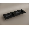 Раковина накладная мебельная CERAMICANOVA Grace прямоугольная 1410x457x137 с двумя чашами без отверстий под смеситель цвет черный матовый CN7022MBwx