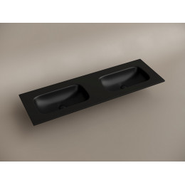 Раковина накладная мебельная CERAMICANOVA Grace прямоугольная 1410x457x137 с двумя чашами без отверстий под смеситель цвет черный матовый CN7022MBwx