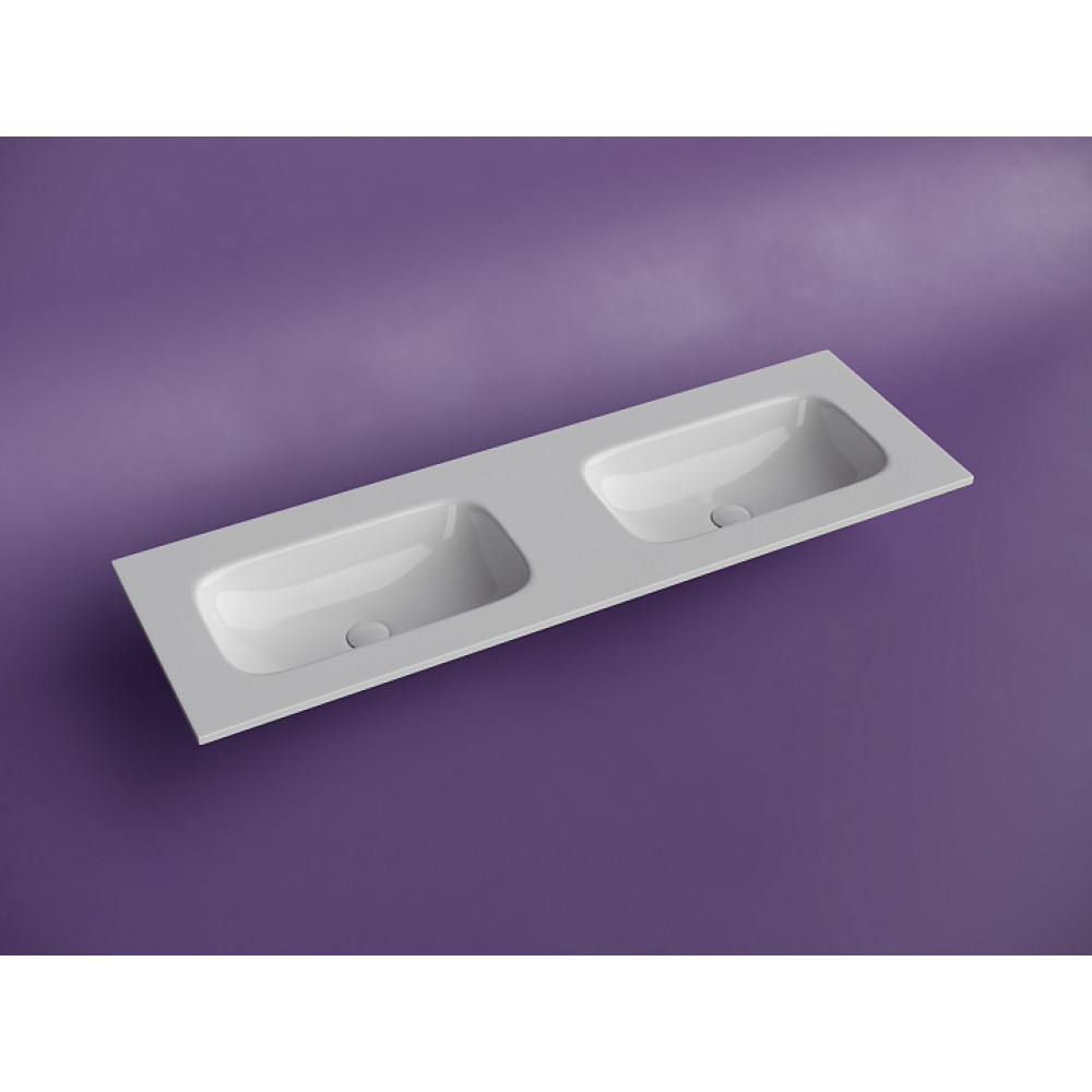 Раковина накладная мебельная CERAMICANOVA Grace прямоугольная 1410x457x137 с двумя чашами без отверстий под смеситель цвет белый CN7022wx