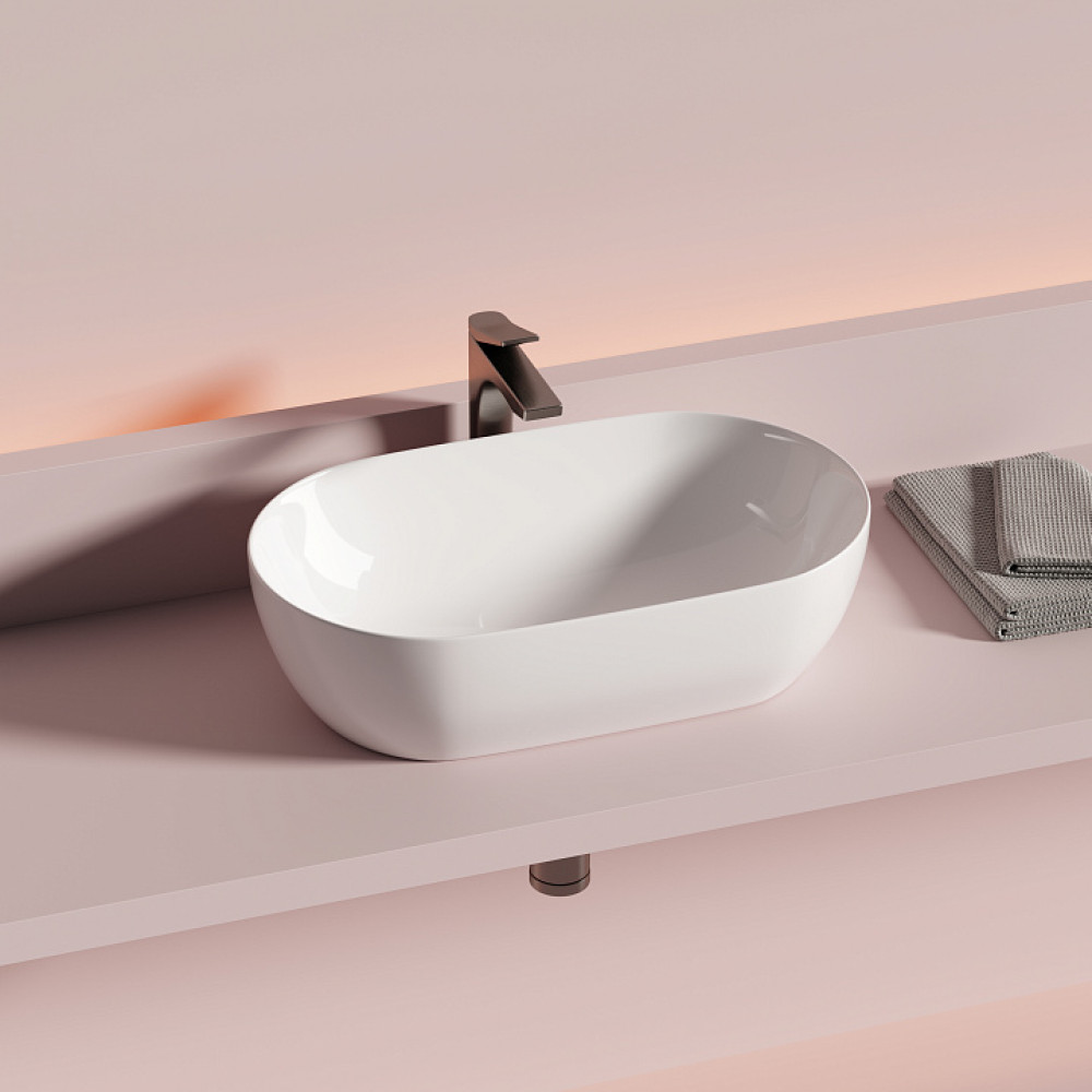 Раковина CERAMICANOVA Twist накладная овальной формы 500x300x140 белый CN12001