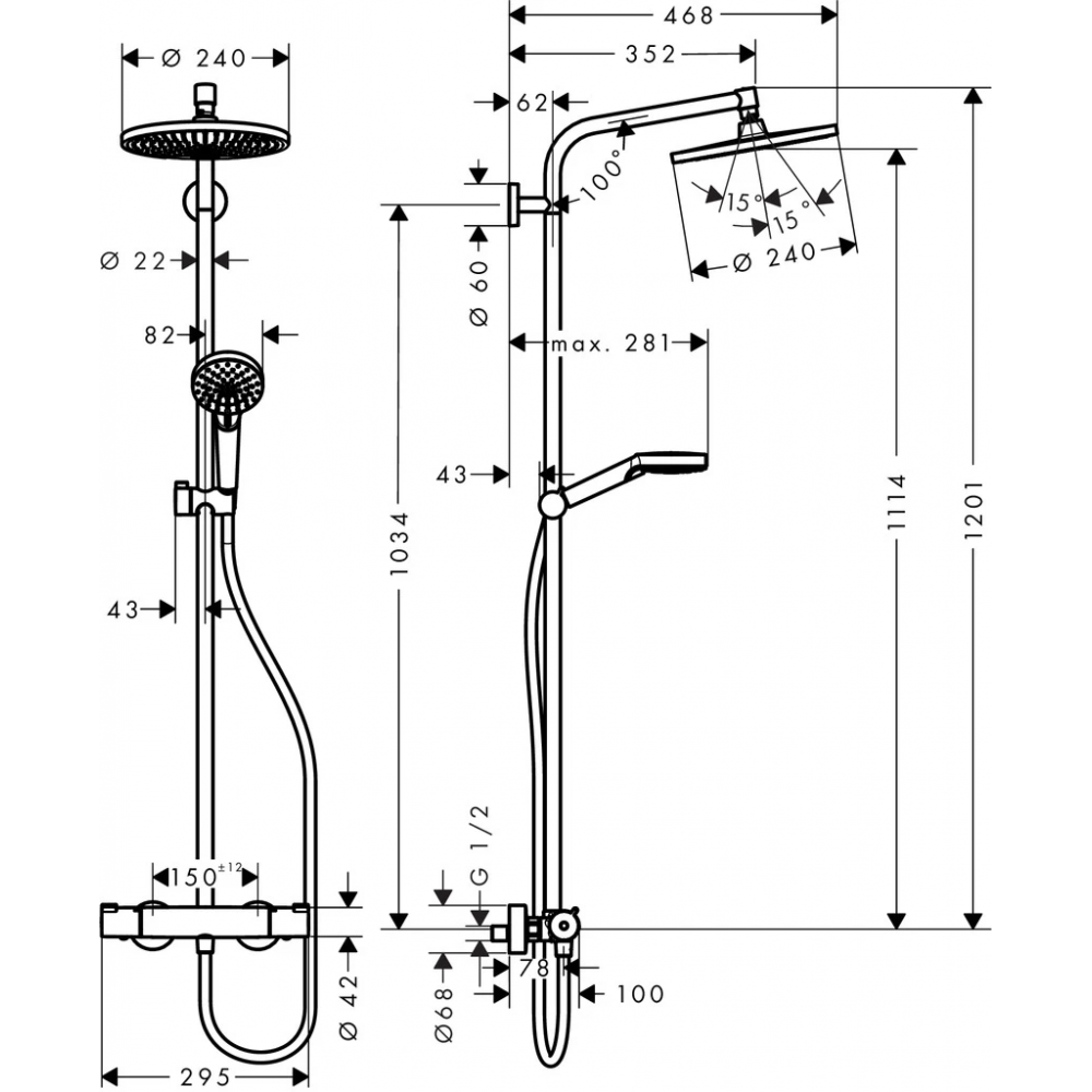 27267000 Crometta S 240 1jet Showerpipe душевая система