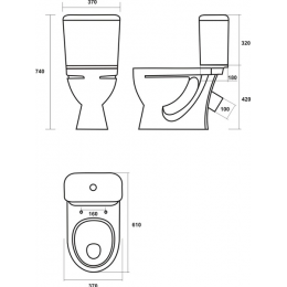 Унитаз-компакт Sanita Стандарт с косым выпуском с сиденьем дюропласт микролифт белый (SDTSACC01030712)