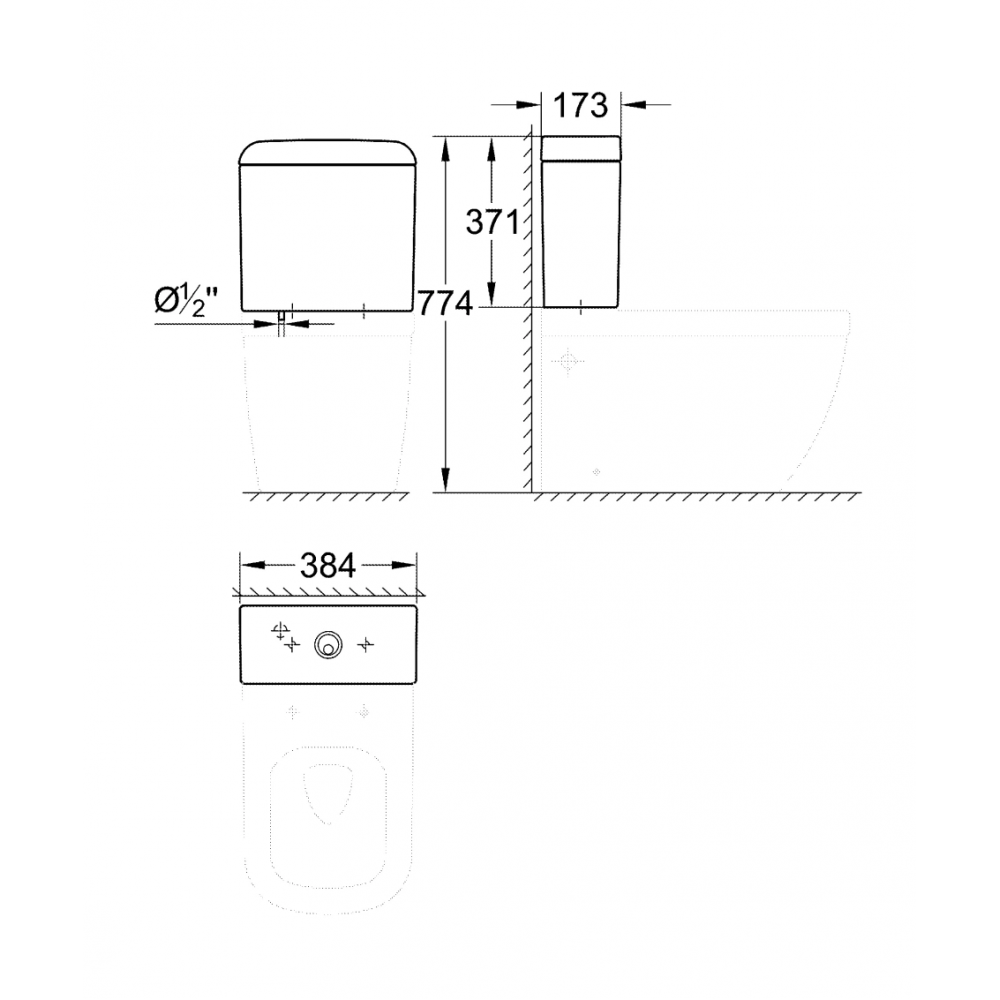 Смывной бачок для унитаза GROHE Euro Ceramic, альпин-белый (39332000)