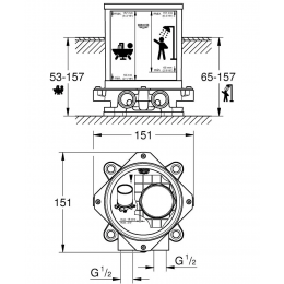 Встраиваемая часть напольного смесителя для ванны GROHE (45984001)