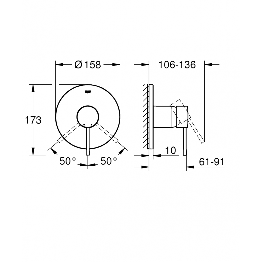 Внешняя часть смесителя для душа GROHE Essence, хром (24057001)