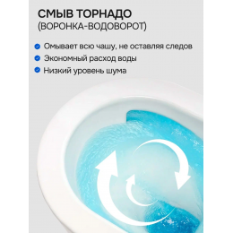 Унитаз подвесной безободковый KLENK, смыв торнадо, тонкая крышка дюрапласт с микролифтом