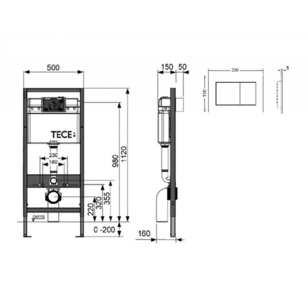 Инсталляция, TECE, TECEbase 2.0, хром кнопка