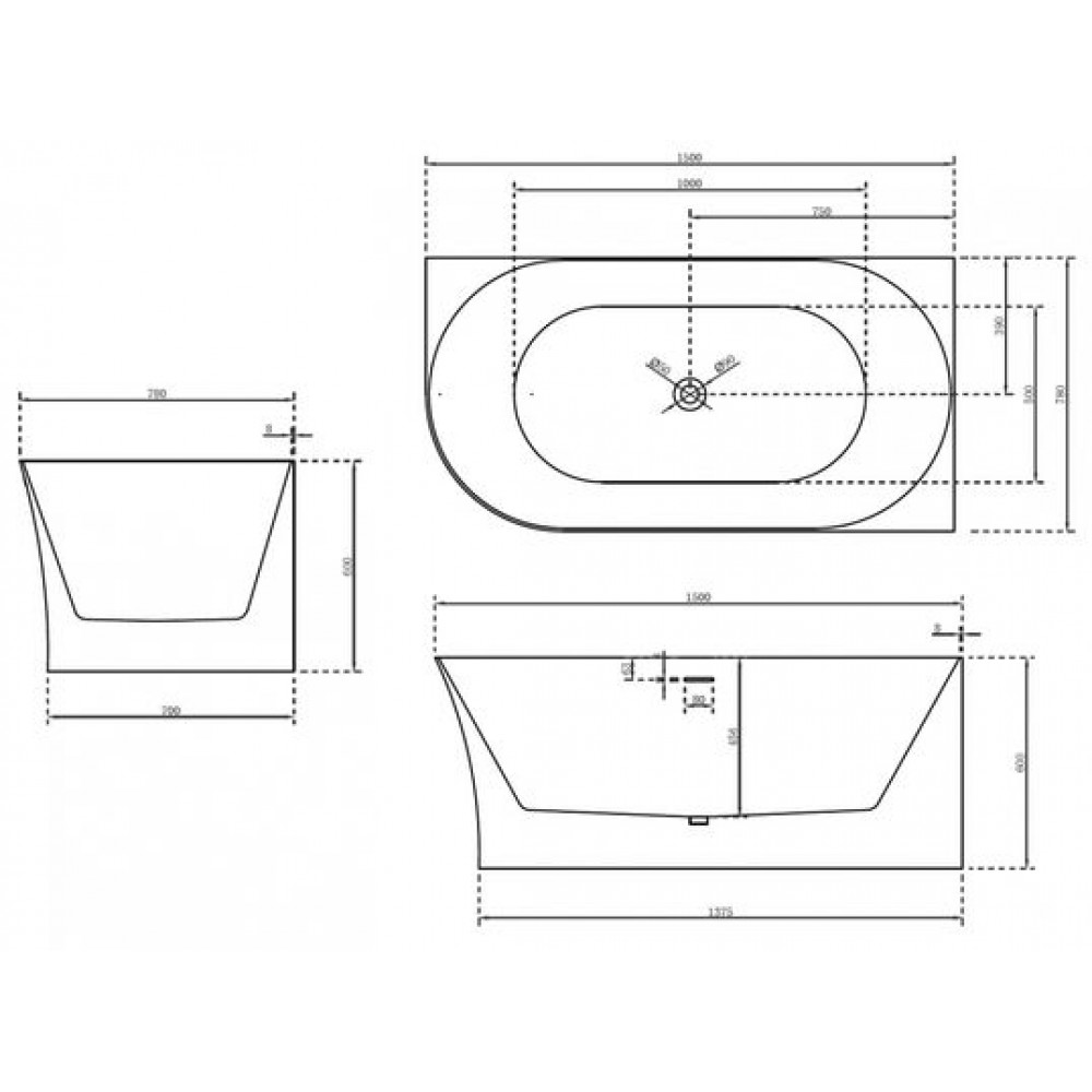 Акриловая ванна ABBER AB9258-1.5 R белая