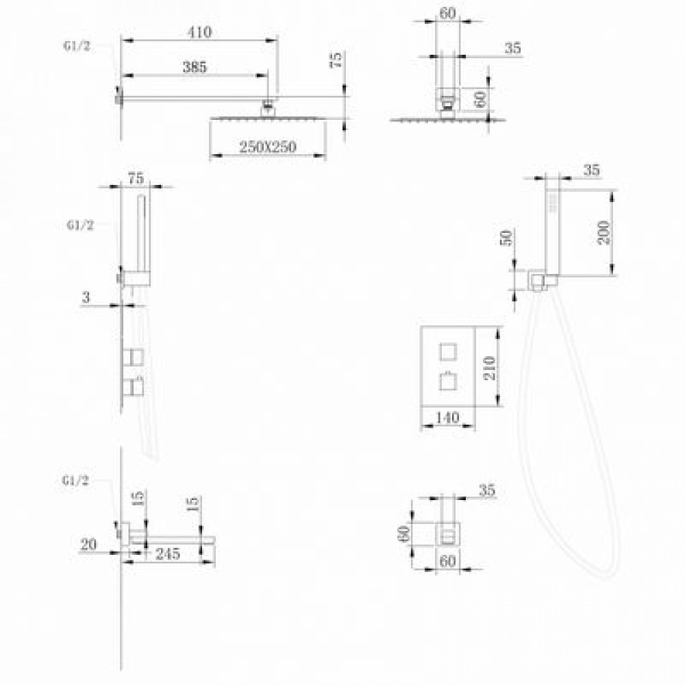 Душевая система ABBER Daheim AF8250W скрытого монтажа с изливом, термостат, белая матовая