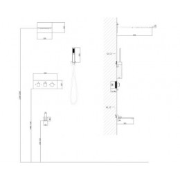 Душевая система ABBER Daheim AF8253B скрытого монтажа с изливом, термостат, черный матовый