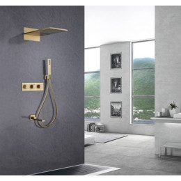 Душевая система ABBER Daheim AF8253G скрытого монтажа с изливом, термостат, золото матовое