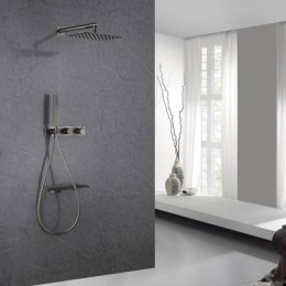 Душевая система ABBER Rund AF8750NG скрытого монтажа с изливом, термостат, никель