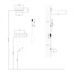 Душевая система ABBER Wasser Kreis AF8150B скрытого монтажа с изливом, термостат, черная матовая