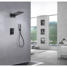 Душевая система ABBER Weiss Insel AF8052B скрытого монтажа без излива, термостат, черная матовая