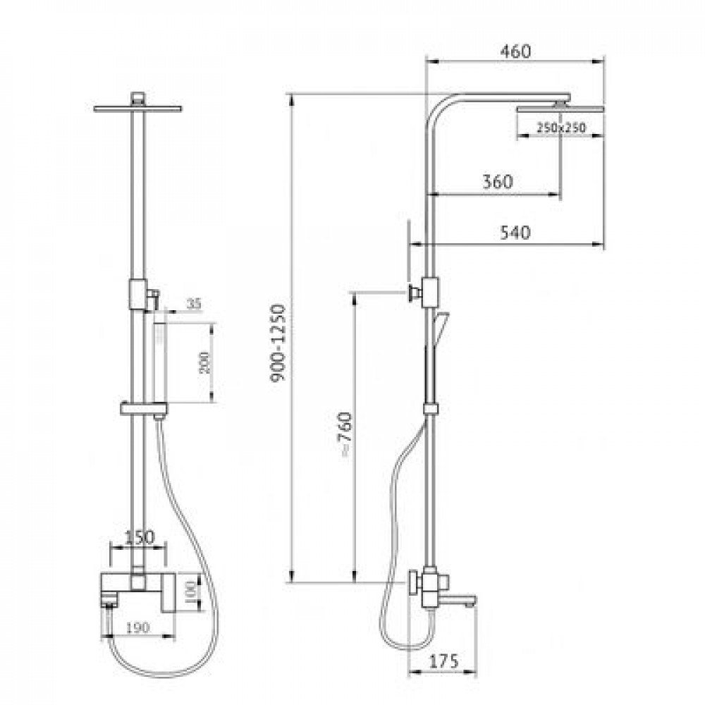 Душевая стойка ABBER Daheim AF8216NG с изливом, никель