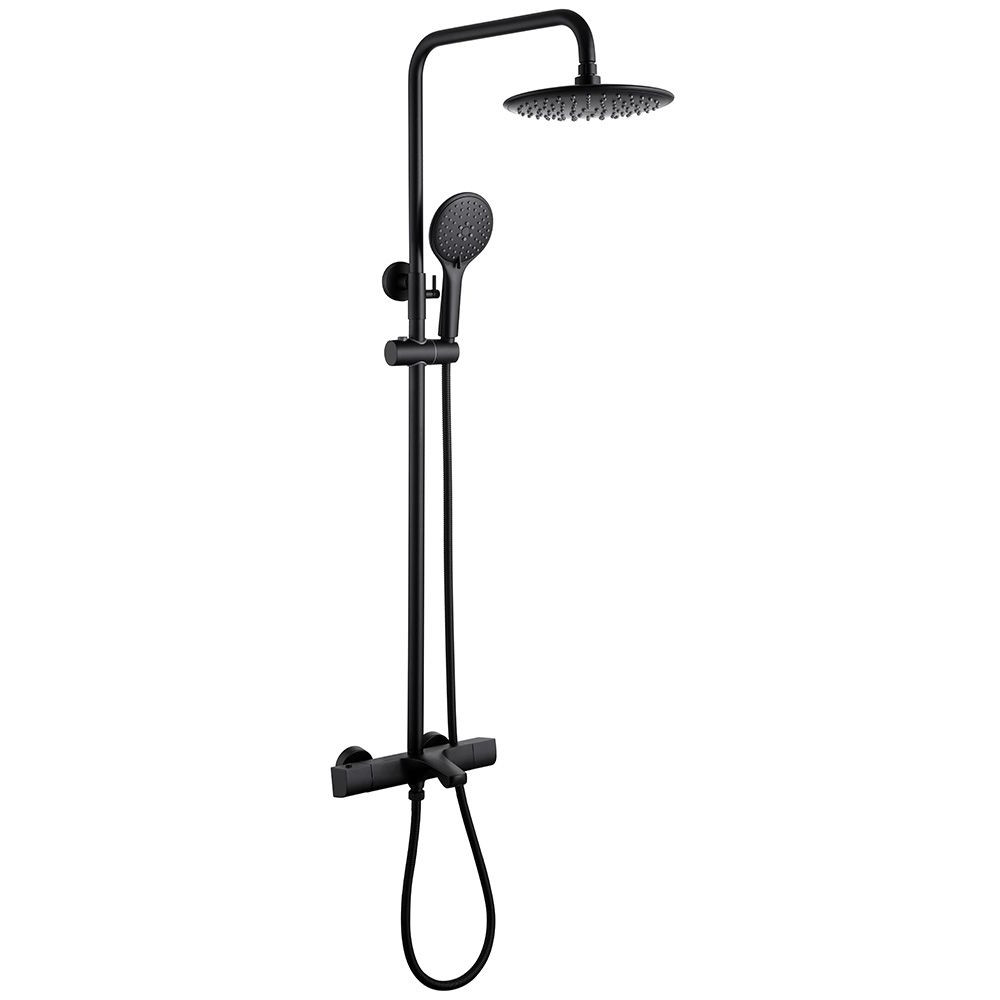 Душевая стойка ABBER Thermostat AF8516B с термостатом и изливом, черная матовая