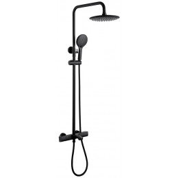 Душевая стойка ABBER Thermostat AF8516B с термостатом и изливом, черная матовая
