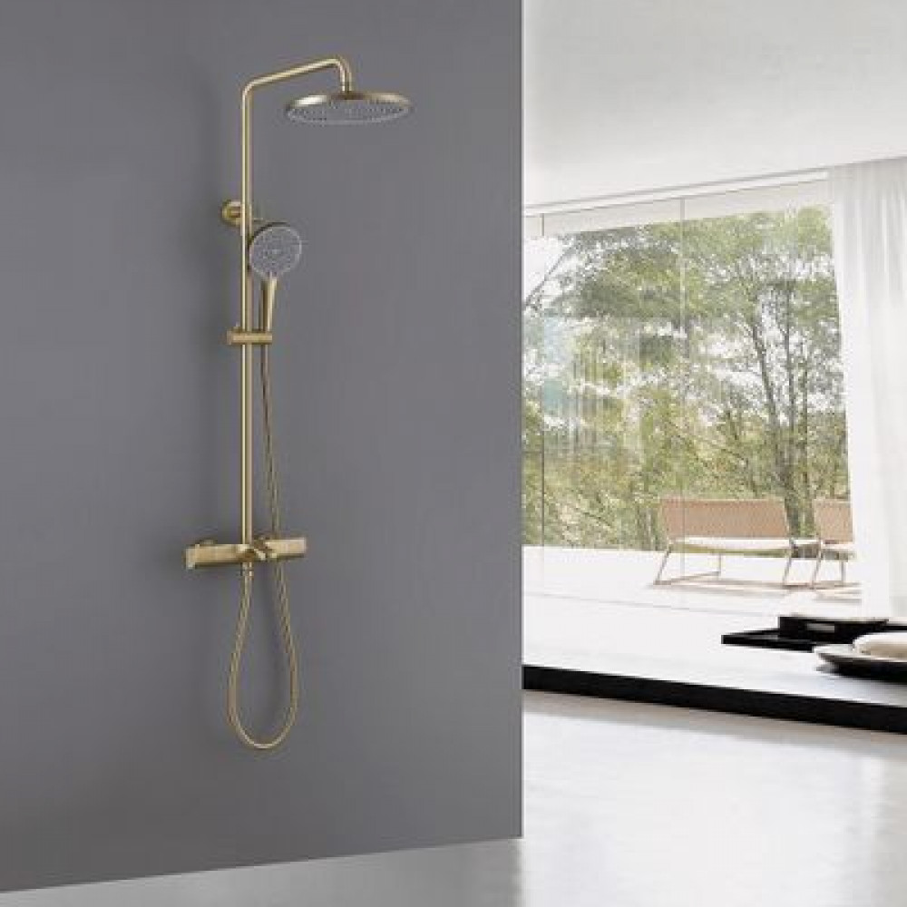 Душевая стойка ABBER Thermostat AF8516GL с термостатом и изливом, золото матовое
