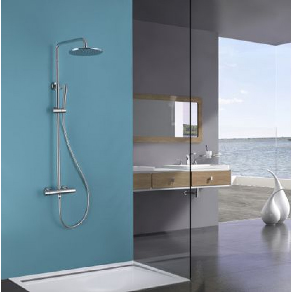 Душевая стойка ABBER Wasser Kreis AF8160 с термостатом без излива, хром