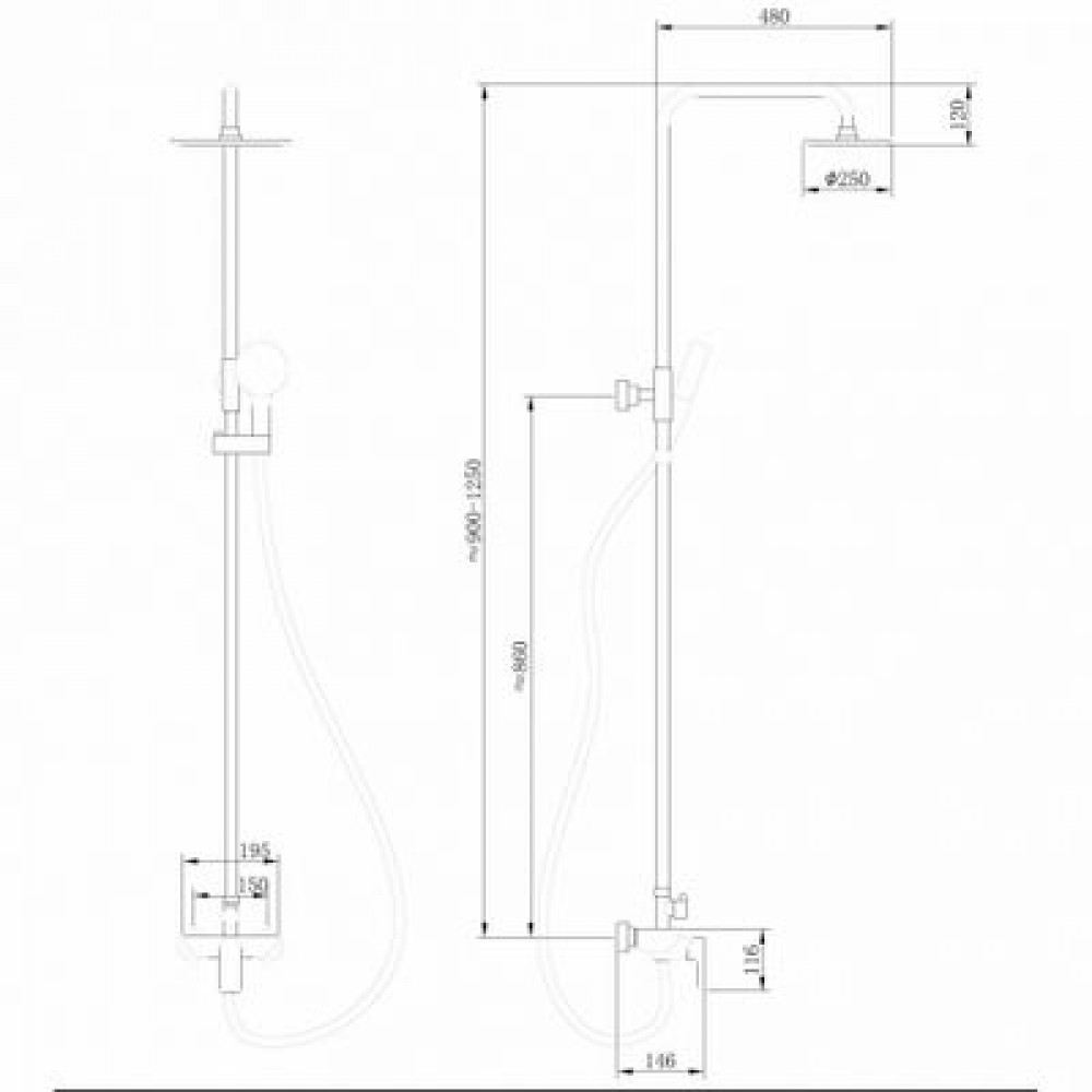 Душевая стойка ABBER Weiss Insel AF8020FW без излива, белый матовый