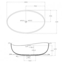 Ванна из искусственного камня ABBER Stein AS9639 белая матовая