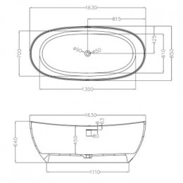 Ванна из искусственного камня ABBER Stein AS9615-1.6 белая матовая