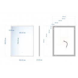 Зеркало ABBER See AG6108S-0.6 с подсветкой, сенсорный выключатель, диммер