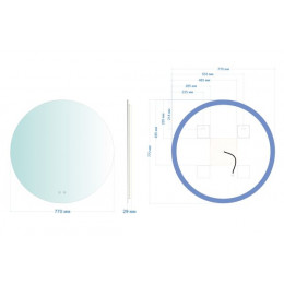Зеркало ABBER Mond AG6203S-0.77 с подсветкой, сенсорный выключатель, диммер, датчик присутствия