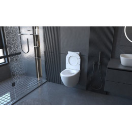 Комплект ABBER унитаз AC1100 белый с инсталляцией AC0105 и кнопкой AC0120 хром, биде AC1150 с инсталляцией AC0101P