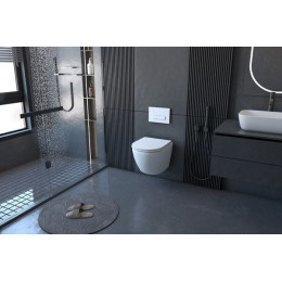 Комплект ABBER унитаз AC1100 белый с инсталляцией AC0105 и кнопкой AC0121 хром, биде AC1150 с инсталляцией AC0101P