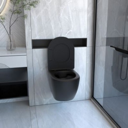 Комплект ABBER унитаз AC1100MB черный матовый с инсталляцией AC0105 и кнопкой AC0120MB, биде AC1150MB с инсталляцией AC0101P