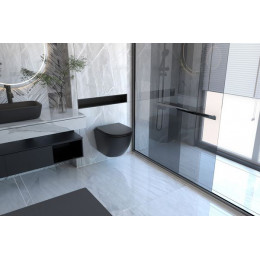 Комплект подвесной унитаз ABBER Bequem AC1100MB черный матовый с инсталляцией AC0105 и кнопкой AC0121MB черная матовая